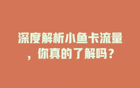 深度解析小鱼卡流量，你真的了解吗？
