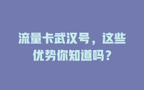 流量卡武汉号，这些优势你知道吗？