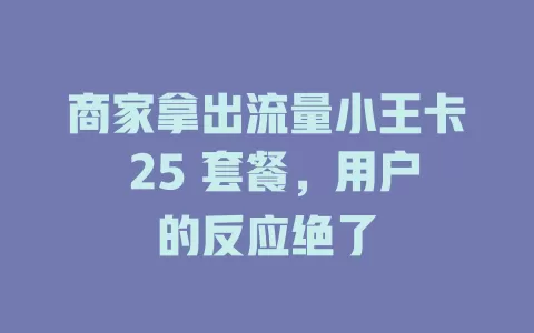 商家拿出流量小王卡 25 套餐，用户的反应绝了