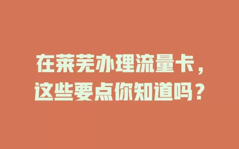 在莱芜办理流量卡，这些要点你知道吗？