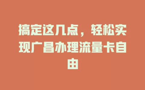 搞定这几点，轻松实现广昌办理流量卡自由