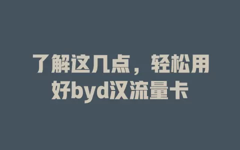 了解这几点，轻松用好byd汉流量卡