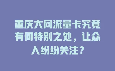 重庆大网流量卡究竟有何特别之处，让众人纷纷关注？