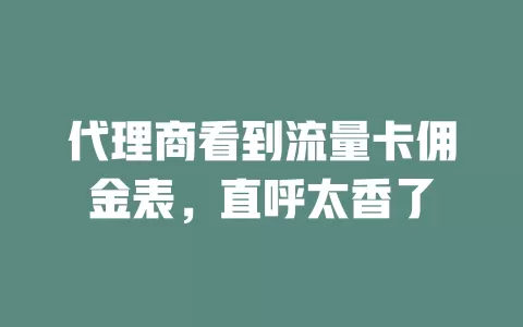 代理商看到流量卡佣金表，直呼太香了