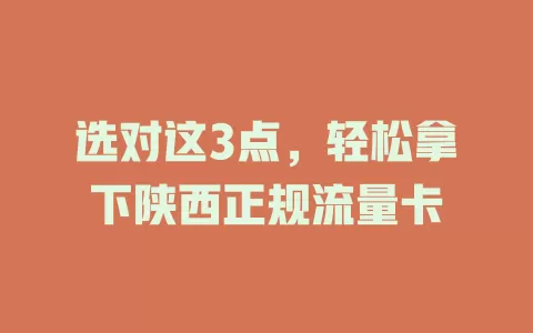 选对这3点，轻松拿下陕西正规流量卡