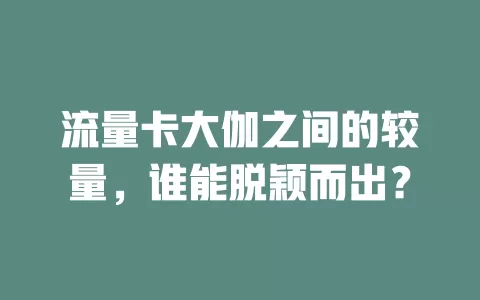 流量卡大伽之间的较量，谁能脱颖而出？
