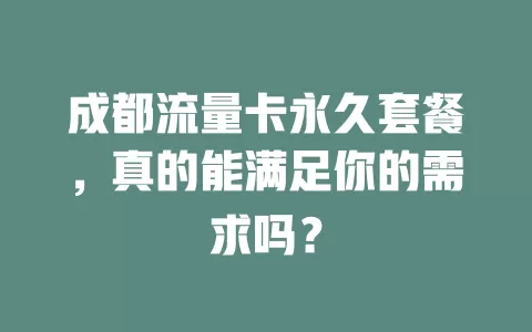 成都流量卡永久套餐，真的能满足你的需求吗？