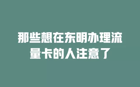 那些想在东明办理流量卡的人注意了
