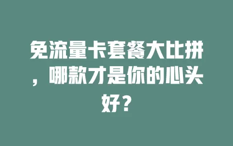 免流量卡套餐大比拼，哪款才是你的心头好？