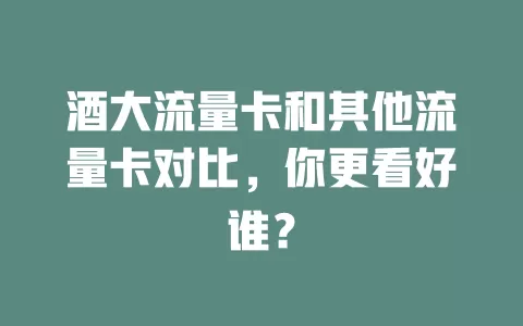 酒大流量卡和其他流量卡对比，你更看好谁？