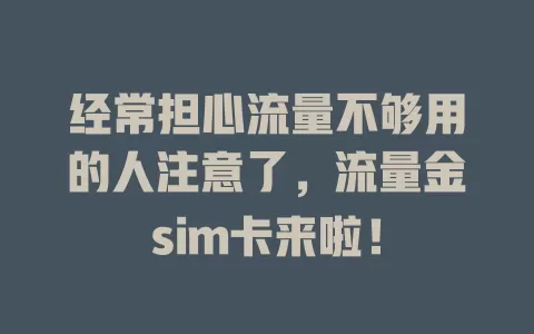 经常担心流量不够用的人注意了，流量金sim卡来啦！