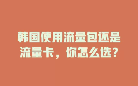 韩国使用流量包还是流量卡，你怎么选？