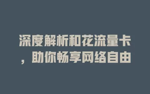 深度解析和花流量卡，助你畅享网络自由