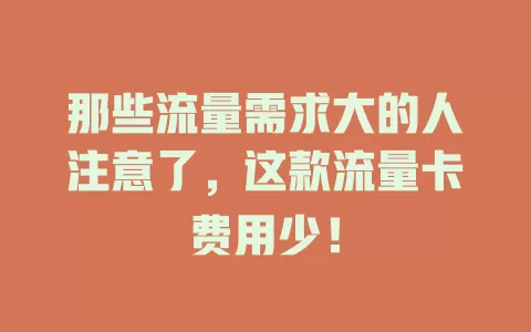 那些流量需求大的人注意了，这款流量卡费用少！