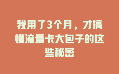 我用了3个月，才搞懂流量卡大包子的这些秘密