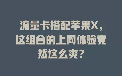 流量卡搭配苹果X，这组合的上网体验竟然这么爽？