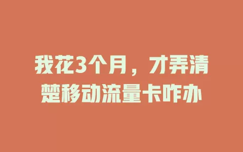 我花3个月，才弄清楚移动流量卡咋办