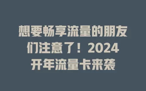 想要畅享流量的朋友们注意了！2024开年流量卡来袭