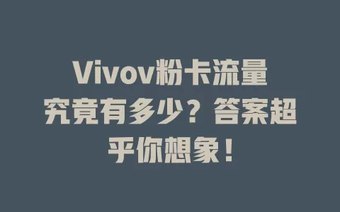 Vivov粉卡流量究竟有多少？答案超乎你想象！