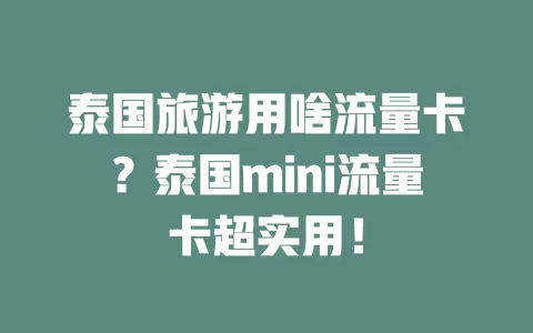 泰国旅游用啥流量卡？泰国mini流量卡超实用！