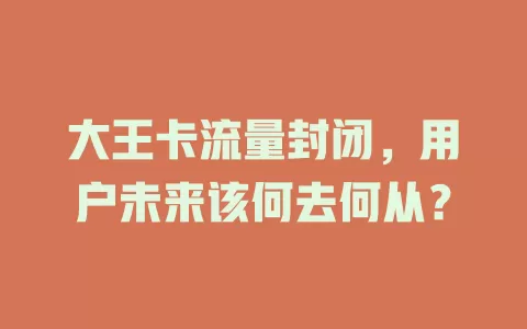 大王卡流量封闭，用户未来该何去何从？