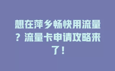 想在萍乡畅快用流量？流量卡申请攻略来了！