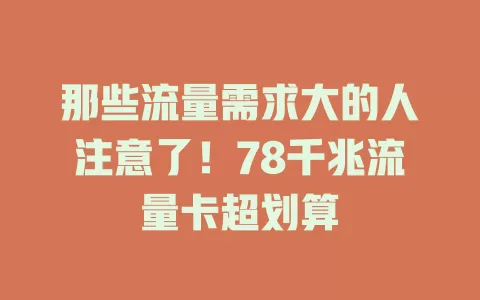 那些流量需求大的人注意了！78千兆流量卡超划算