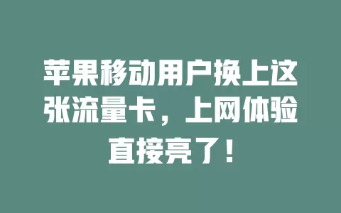 苹果移动用户换上这张流量卡，上网体验直接亮了！