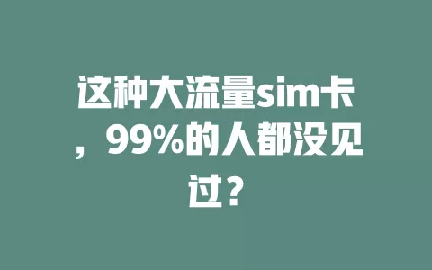 这种大流量sim卡，99%的人都没见过？