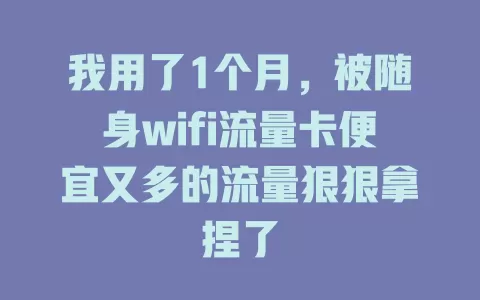 我用了1个月，被随身wifi流量卡便宜又多的流量狠狠拿捏了