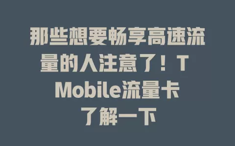 那些想要畅享高速流量的人注意了！T Mobile流量卡了解一下