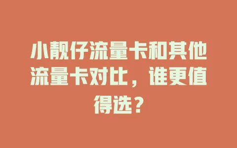 小靓仔流量卡和其他流量卡对比，谁更值得选？
