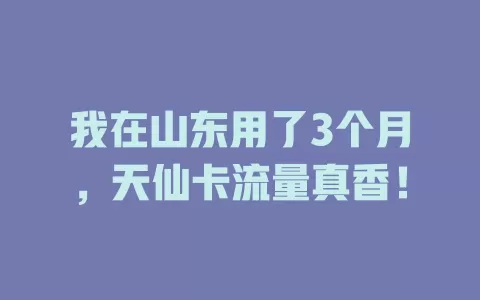 我在山东用了3个月，天仙卡流量真香！