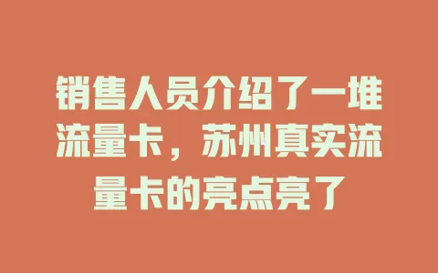 销售人员介绍了一堆流量卡，苏州真实流量卡的亮点亮了