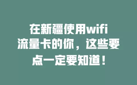 在新疆使用wifi流量卡的你，这些要点一定要知道！