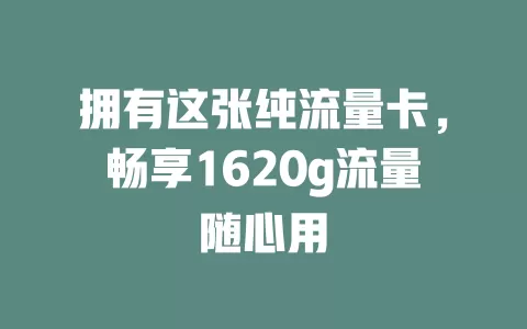 拥有这张纯流量卡，畅享1620g流量随心用