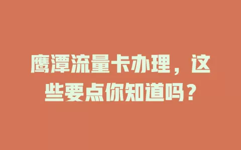 鹰潭流量卡办理，这些要点你知道吗？