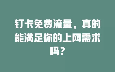 钉卡免费流量，真的能满足你的上网需求吗？