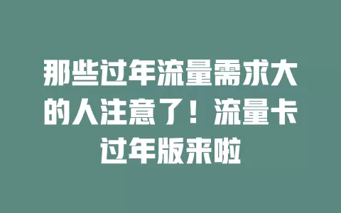 那些过年流量需求大的人注意了！流量卡过年版来啦