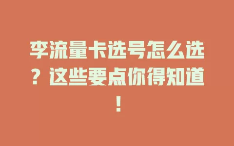 李流量卡选号怎么选？这些要点你得知道！