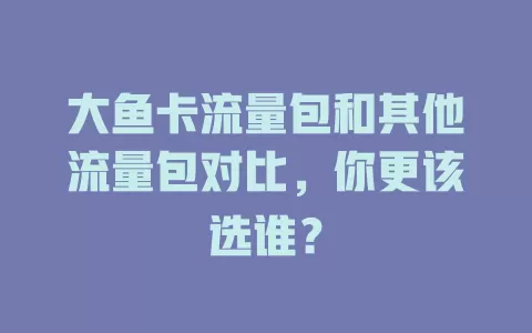 大鱼卡流量包和其他流量包对比，你更该选谁？