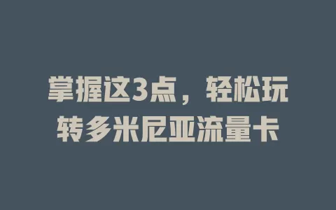 掌握这3点，轻松玩转多米尼亚流量卡