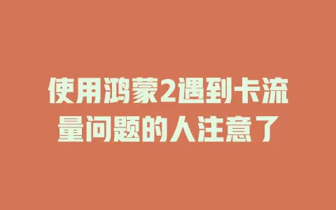 使用鸿蒙2遇到卡流量问题的人注意了