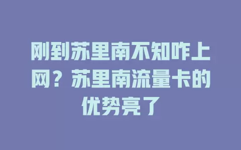 刚到苏里南不知咋上网？苏里南流量卡的优势亮了