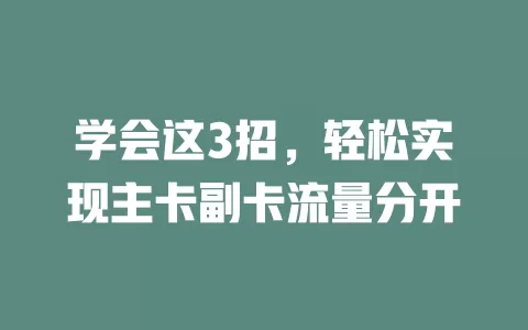 学会这3招，轻松实现主卡副卡流量分开