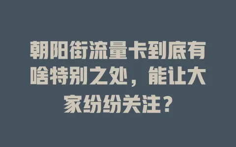 朝阳街流量卡到底有啥特别之处，能让大家纷纷关注？