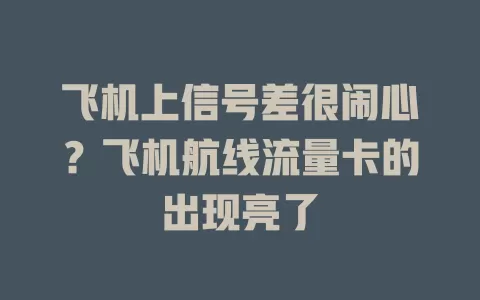 飞机上信号差很闹心？飞机航线流量卡的出现亮了
