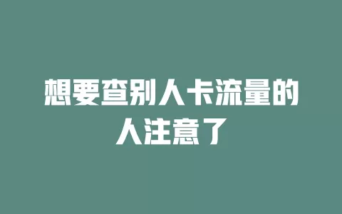想要查别人卡流量的人注意了