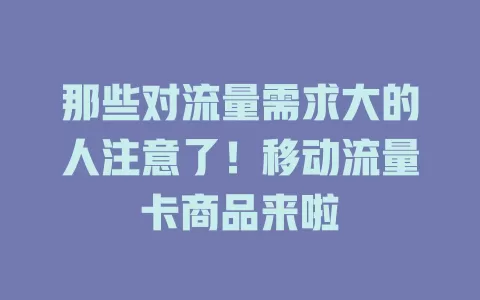 那些对流量需求大的人注意了！移动流量卡商品来啦