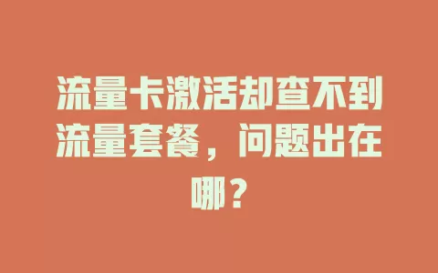 流量卡激活却查不到流量套餐，问题出在哪？